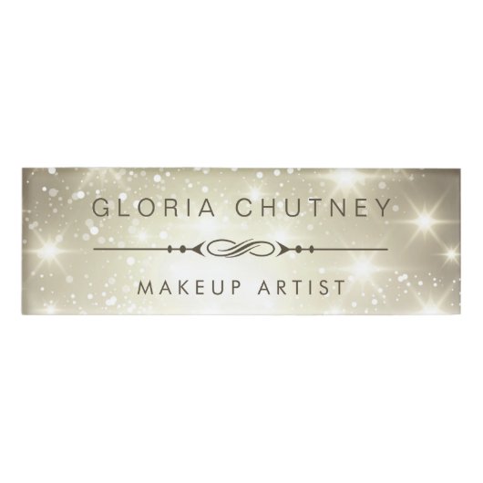 Modern Dazzle Sparking Bokeh Glitter Naambadge (Voorkant)