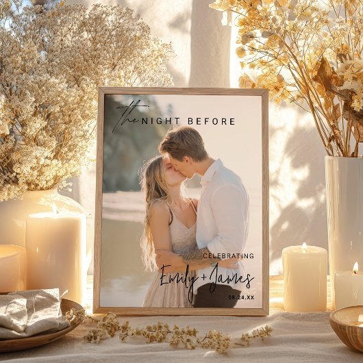 Modern de nacht voor foto verloving welkom poster