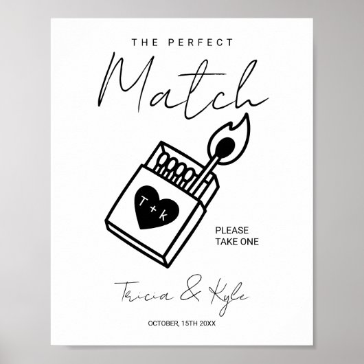 Modern De perfecte match Minimale bruiloft gunst Poster (Voorkant)