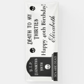 Modern Death to My 30s Skulls 40th Birthday Party Spandoek (Verticaal)