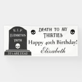 Modern Death to My 30s Skulls 40th Birthday Party Spandoek (Horizontaal)