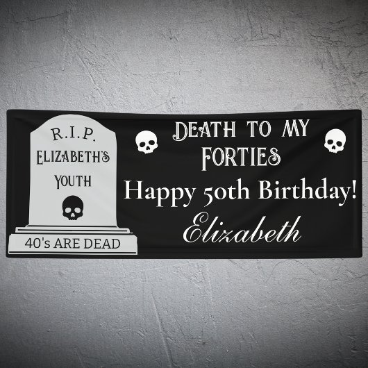 Modern Death to My 40s Black 50th Birthday Party Spandoek