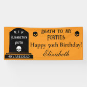 Modern Death to My 40s Oranje 50ste verjaardagsfee Spandoek (Horizontaal)