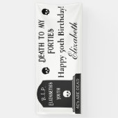 Modern Death to My 40s Skulls 50th Birthday Party Spandoek (Verticaal)