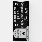 Modern Death to My 50s Black 60th Birthday Party Spandoek (Verticaal)