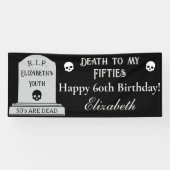 Modern Death to My 50s Black 60th Birthday Party Spandoek (Horizontaal)