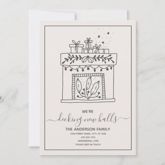 Modern Decing New Halls Moving Announcement Feestdagenkaart (Voorkant)