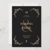 Modern Deco | Black and Gold Photo Back Wedding Save The Date (Voorkant)