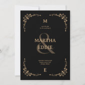 Modern Deco | Black and Gold Photo Back Wedding Save The Date (Voorkant)