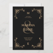 Modern Deco | Black and Gold Photo Back Wedding Save The Date (Voorkant)