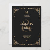 Modern Deco | Black and Gold Photo Back Wedding Save The Date (Voorkant)