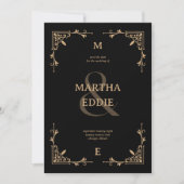 Modern Deco | Black and Gold Photo Back Wedding Save The Date (Voorkant)