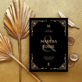 Modern Deco | Black and Gold Photo Back Wedding Save The Date