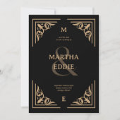 Modern Deco | Black and Gold Photo Back Wedding Save The Date (Voorkant)