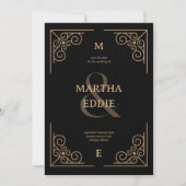 Modern Deco | Black and Gold Photo Back Wedding Save The Date (Voorkant)