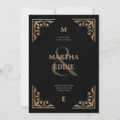 Modern Deco | Black and Gold Photo Back Wedding Save The Date (Voorkant)