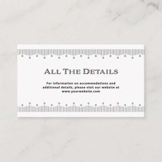 Modern Deco | Details zwart-witbruiloft Informatiekaartje (Voorkant)