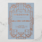 Modern Deco Dusty Blue I Folie Invitation Folie Uitnodiging (Voorkant)