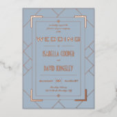 Modern Deco Dusty Blue I Folie Invitation Folie Uitnodiging (Voorkant)