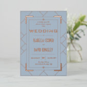 Modern Deco Dusty Blue I Folie Invitation Folie Uitnodiging (Staand Voorkant)