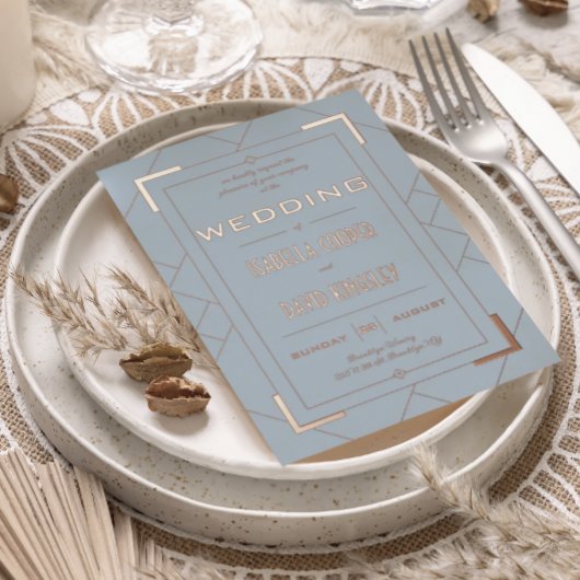 Modern Deco Dusty Blue I Folie Invitation Folie Uitnodiging