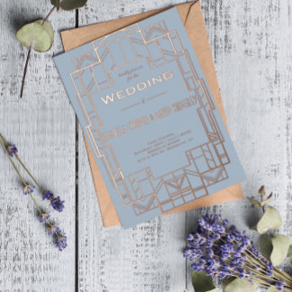 Modern Deco Dusty Blue I Folie Invitation Uitnodiging