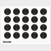 Modern Deco | Elegant Black and Faux Gold Wedding Ronde Sticker (Vel)