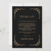 Modern Deco | Elegant Black and Gold Wedding Bedankkaart (Voorkant)