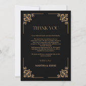 Modern Deco | Elegant Black and Gold Wedding  Bedankkaart (Voorkant)