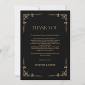 Modern Deco | Elegant Black and Gold Wedding Bedankkaart (Voorkant)