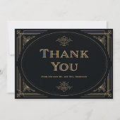 Modern Deco | Elegant Black and Gold Wedding Bedankkaart (Voorkant)