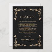 Modern Deco | Elegant Black and Gold Wedding Bedankkaart (Voorkant)