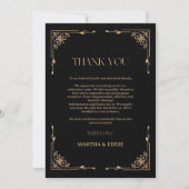 Modern Deco | Elegant Black and Gold Wedding  Bedankkaart (Voorkant)