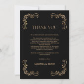 Modern Deco | Elegant Black and Gold Wedding Bedankkaart (Voorkant)