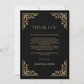 Modern Deco | Elegant Black and Gold Wedding Bedankkaart (Voorkant)