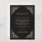 Modern Deco | Elegant Black and Gold Wedding  Bedankkaart (Voorkant)