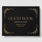 Modern Deco | Elegant Black and Gold Wedding Gastenboek (Voorkant)