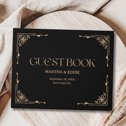 Modern Deco | Elegant Black and Gold Wedding Gastenboek