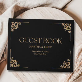 Modern Deco | Elegant Black and Gold Wedding Gastenboek