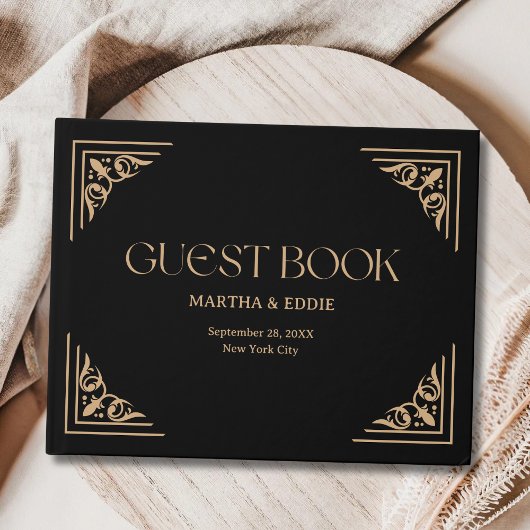 Modern Deco | Elegant Black and Gold Wedding Gastenboek