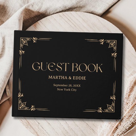 Modern Deco | Elegant Black and Gold Wedding Gastenboek