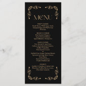 Modern Deco | Elegant Black and Gold Wedding Menu (Voorkant)
