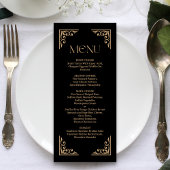 Modern Deco | Elegant Black and Gold Wedding Menu