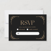 Modern Deco | Elegant Black and Gold Wedding RSVP Kaartje (Voorkant)
