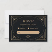 Modern Deco | Elegant Black and Gold Wedding RSVP Kaartje (Voorkant)