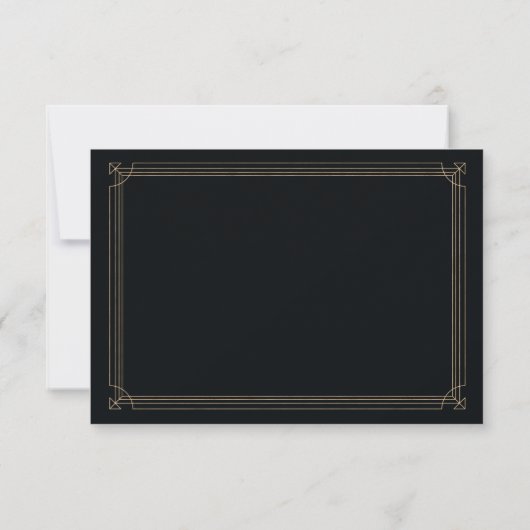Modern Deco | Elegant Black and Gold Wedding RSVP Kaartje (Achterkant)