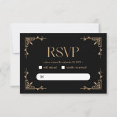 Modern Deco | Elegant Black and Gold Wedding RSVP Kaartje (Voorkant)