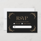 Modern Deco | Elegant Black and Gold Wedding RSVP Kaartje (Voorkant)