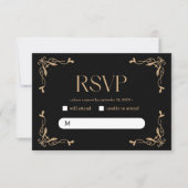 Modern Deco | Elegant Black and Gold Wedding RSVP Kaartje (Voorkant)