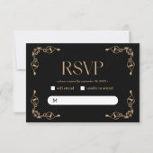 Modern Deco | Elegant Black and Gold Wedding RSVP Kaartje (Voorkant)